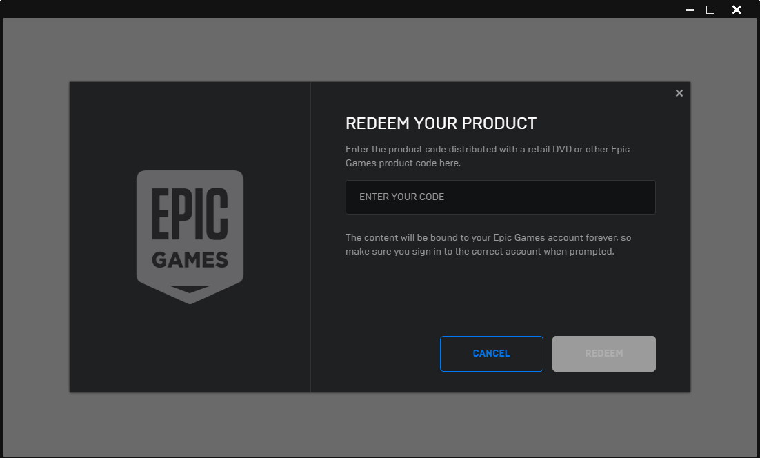 How to activate cd key on Epic games Launcher